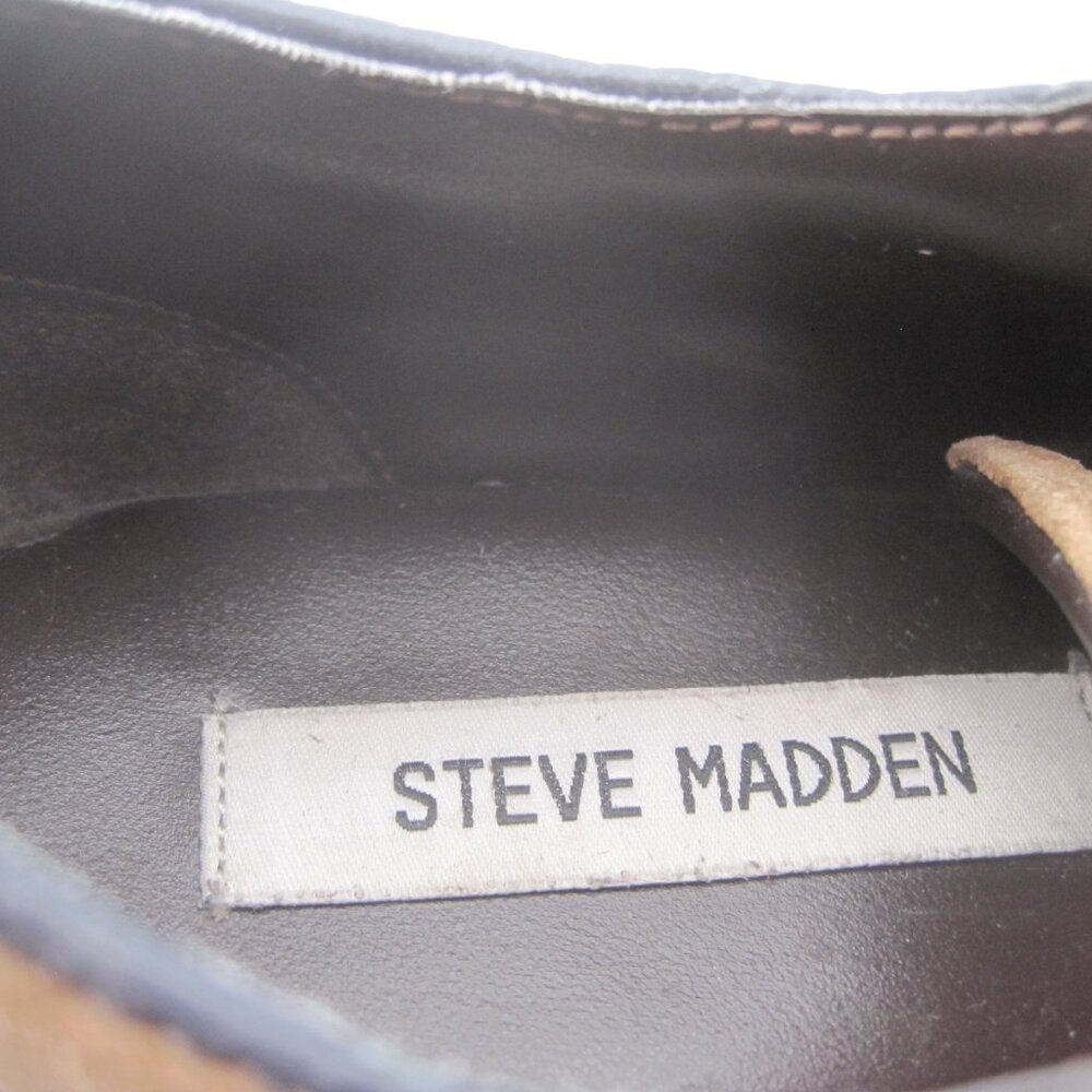 Steve Madden Men's Horten Oxford Carmel Tan Brown Canvas Leather Size 8 Shoes - Picture 11 of 12